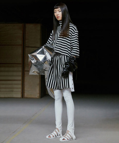 Striped Turtle-neck Top